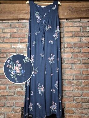 In Every Story Navy Floral Twist Front Maxi Dress Size X 14–16